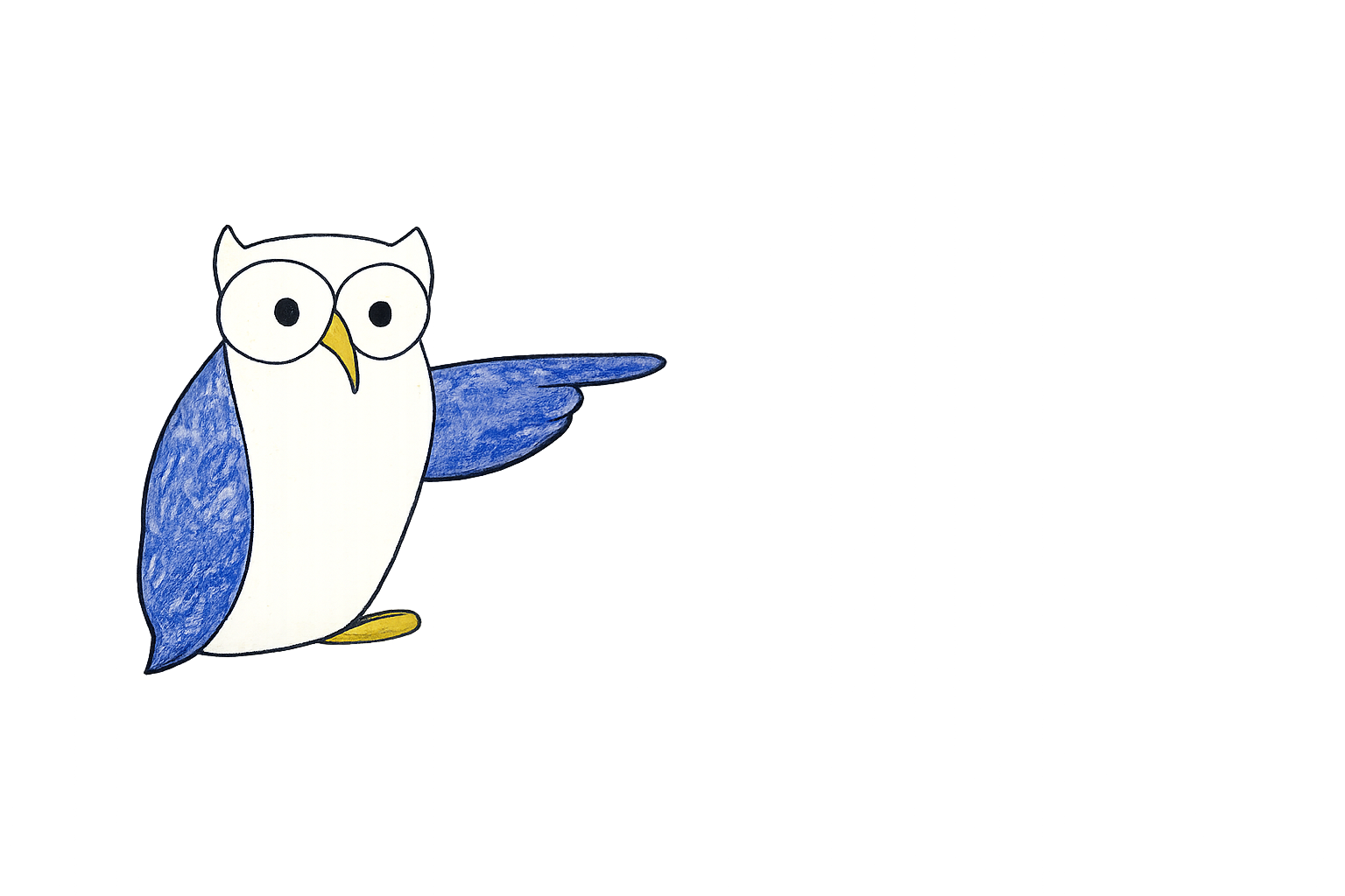 Zero, the Just One Look owl, pointing toward the Self-Directed Attention Exercise link